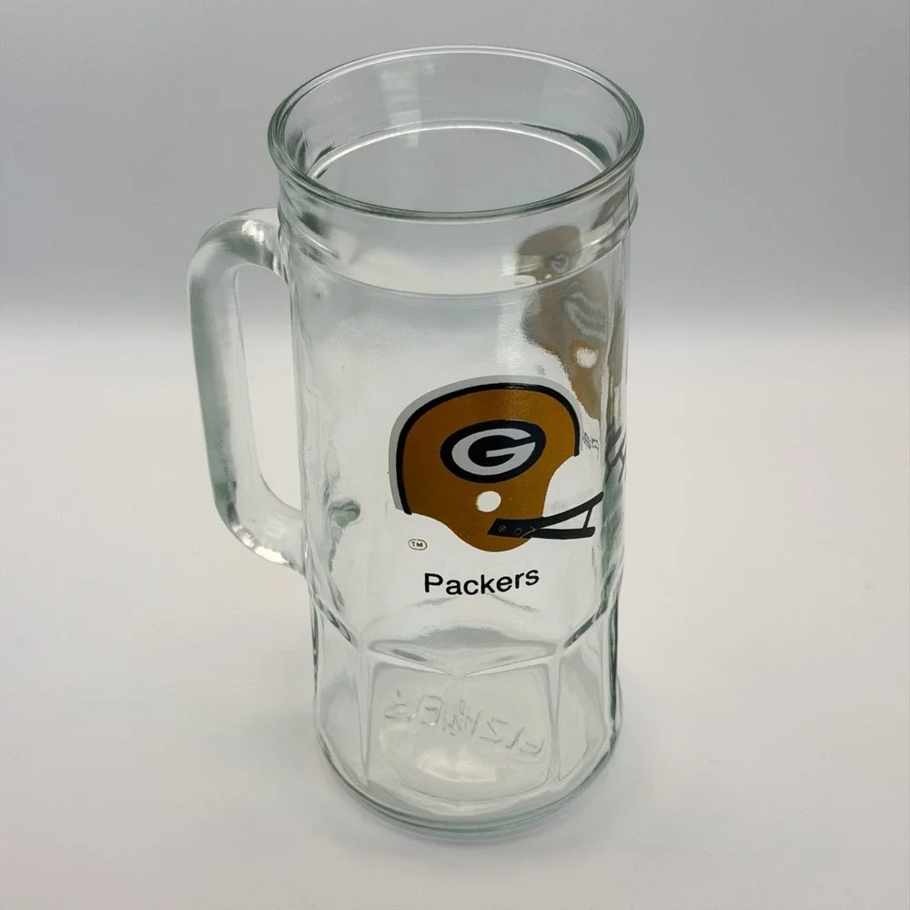 Vintage Green‎ Bay Packers Glass Beer Mug Stein NFL Football Barware Tankard 7